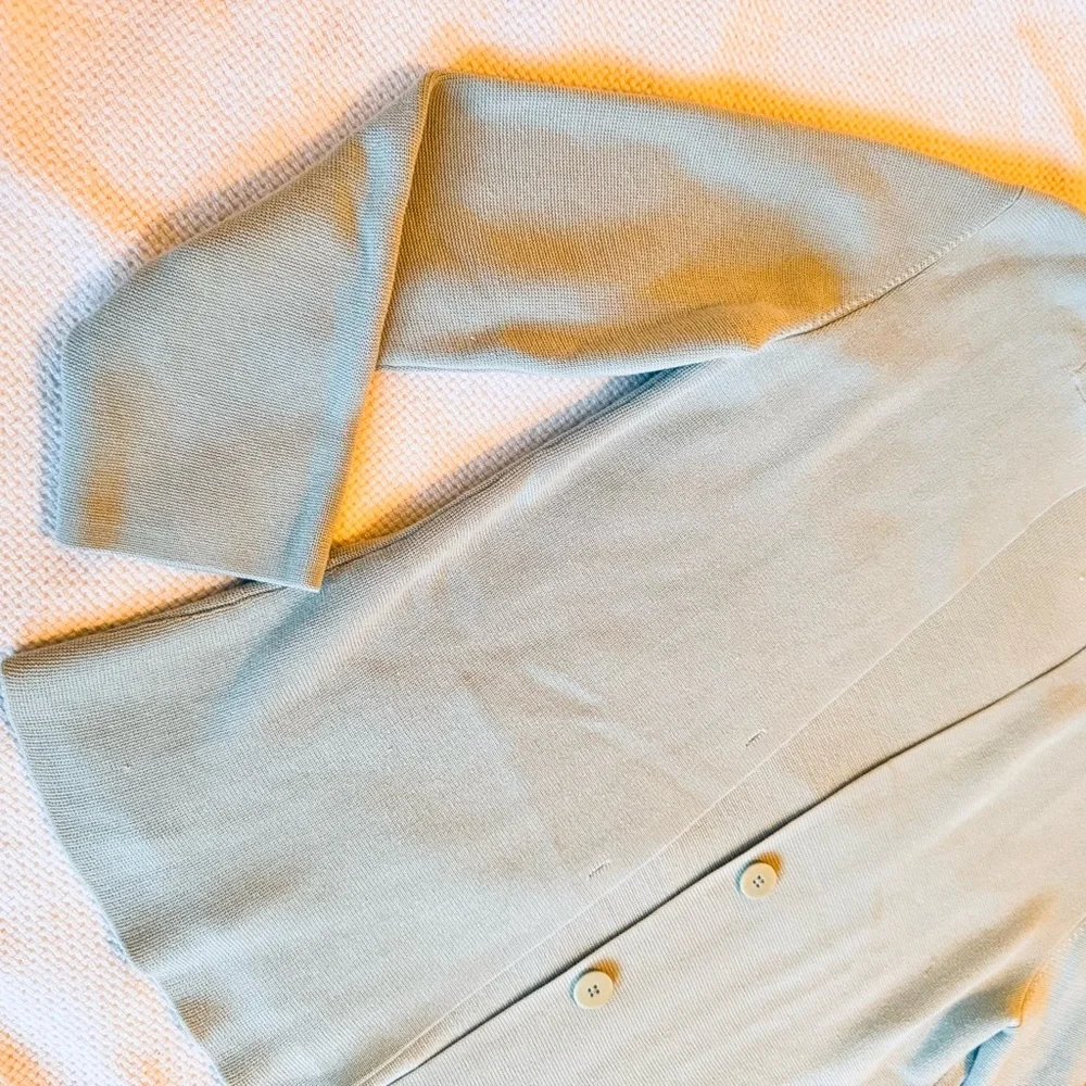 EILEEN FISHER Silk Cotton Pale Sage Green Women's Sweater Cardigan Jacket